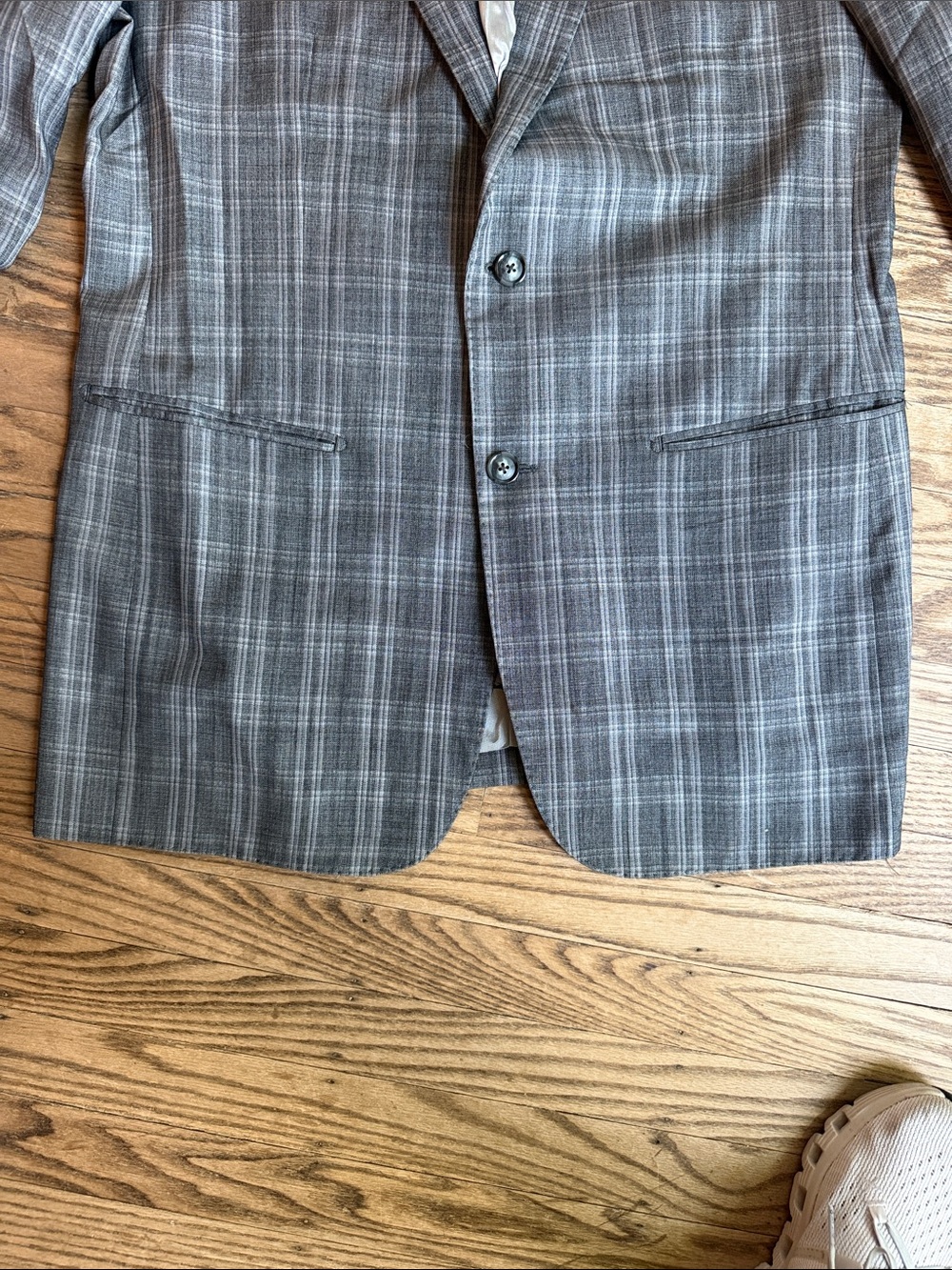 Marzoni Bespoke Custom Italian Men's Plaid Two-Button Blazer Grey 42L EUC - Picture 5 of 12